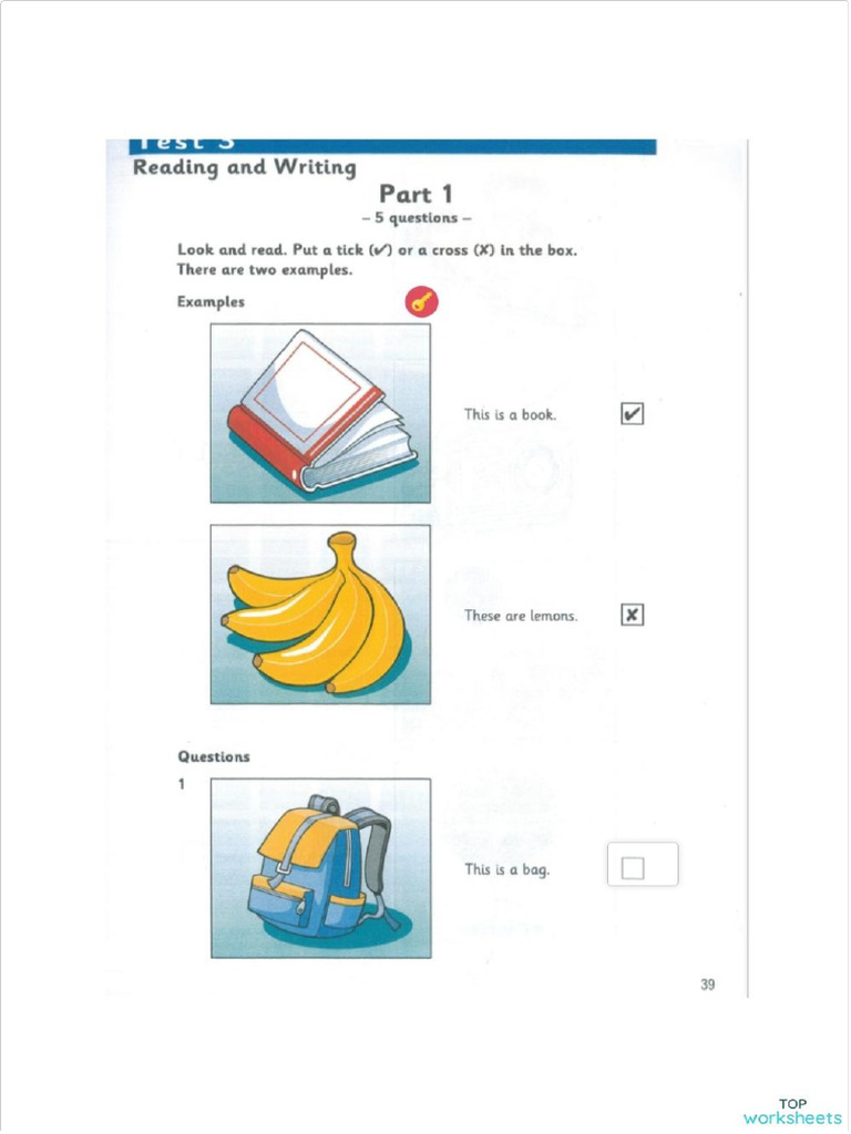 Starters Reading &writing Test (19 - 5) | PDF