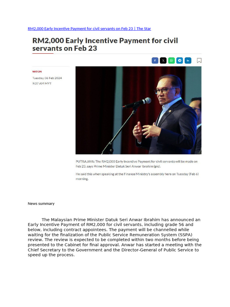 RM2,000 Incentive for Malaysian Civil Servants | PDF | Inflation ...