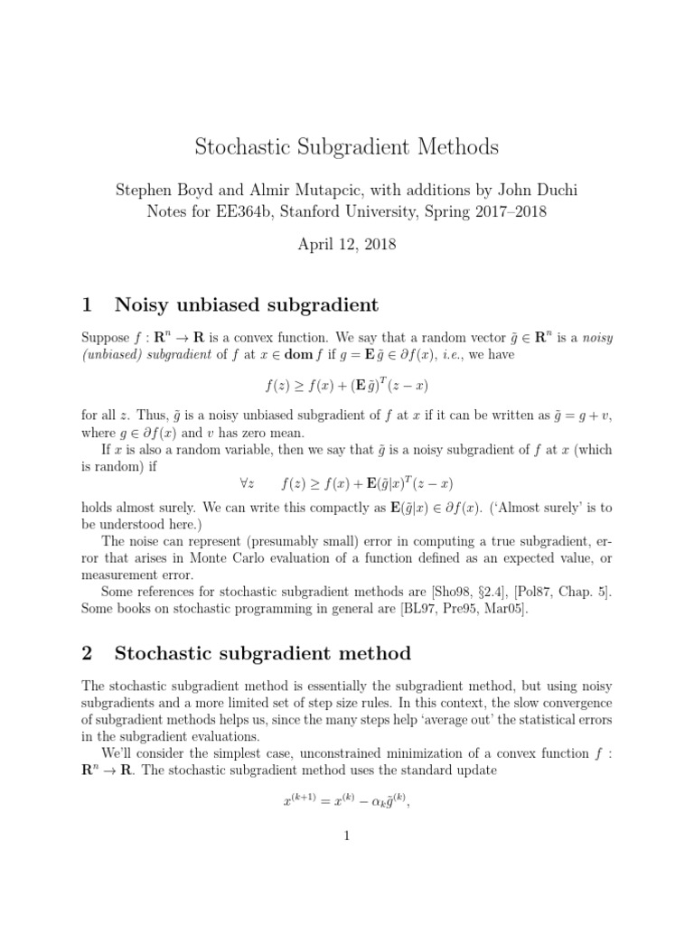 Stochastic Subgradient Methods Overview | PDF | Bias Of An Estimator ...