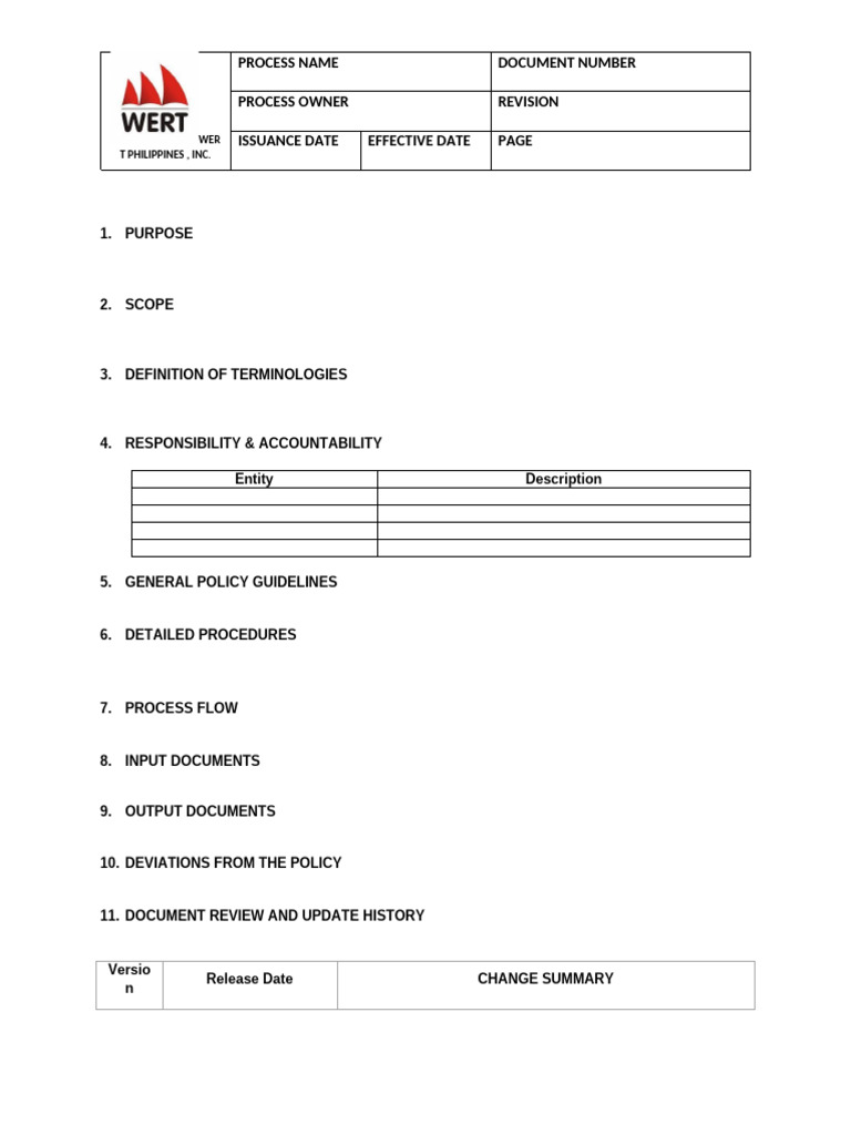 Policies and Procedures Template 2 | PDF | Business | Law