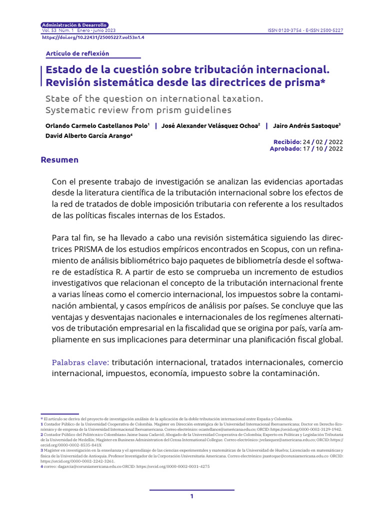 Revisión De Tributación Internacional 2023 Pdf Normas