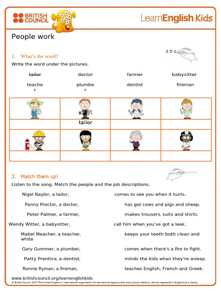 Songs People Work Worksheet | PDF