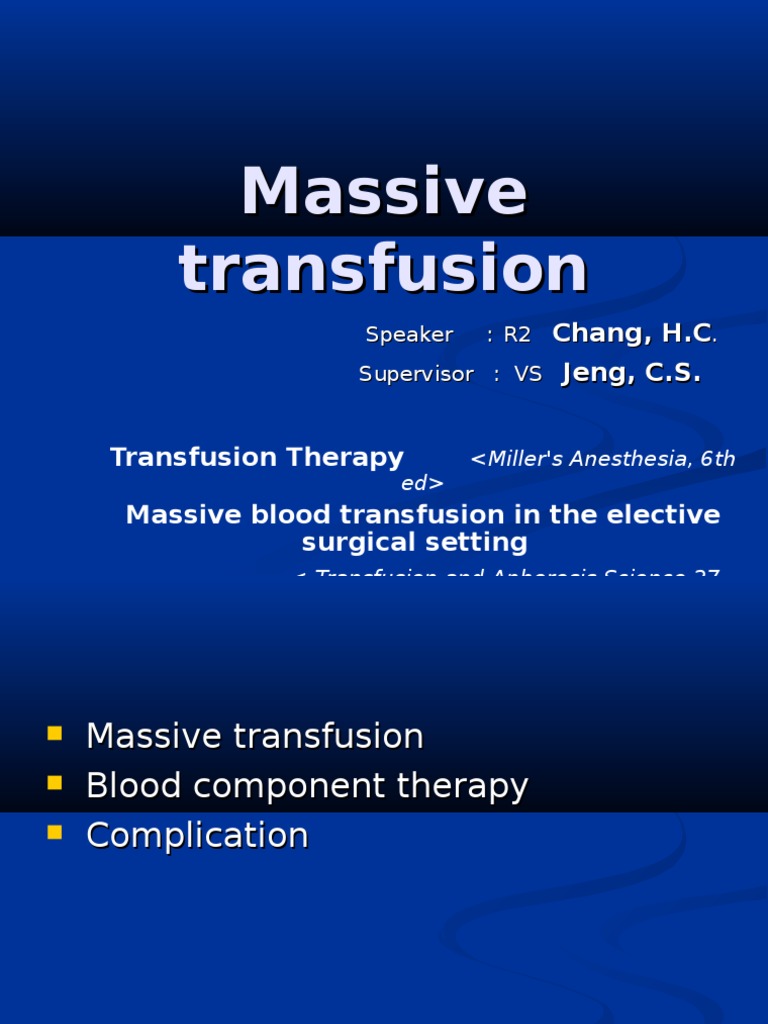 Complications of Massive Blood Transfusion | PDF | Bleeding | Platelet