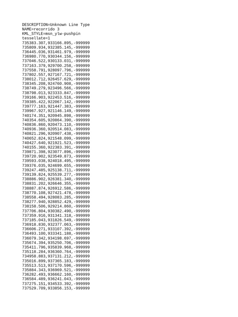 Recorrido 3 KML Line Data Points | PDF
