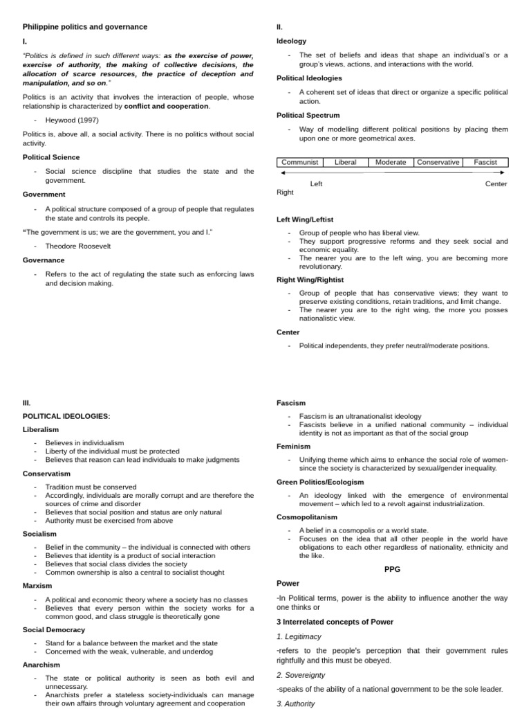 Philippine Politics and Governance Overview | PDF | Power (Social And ...