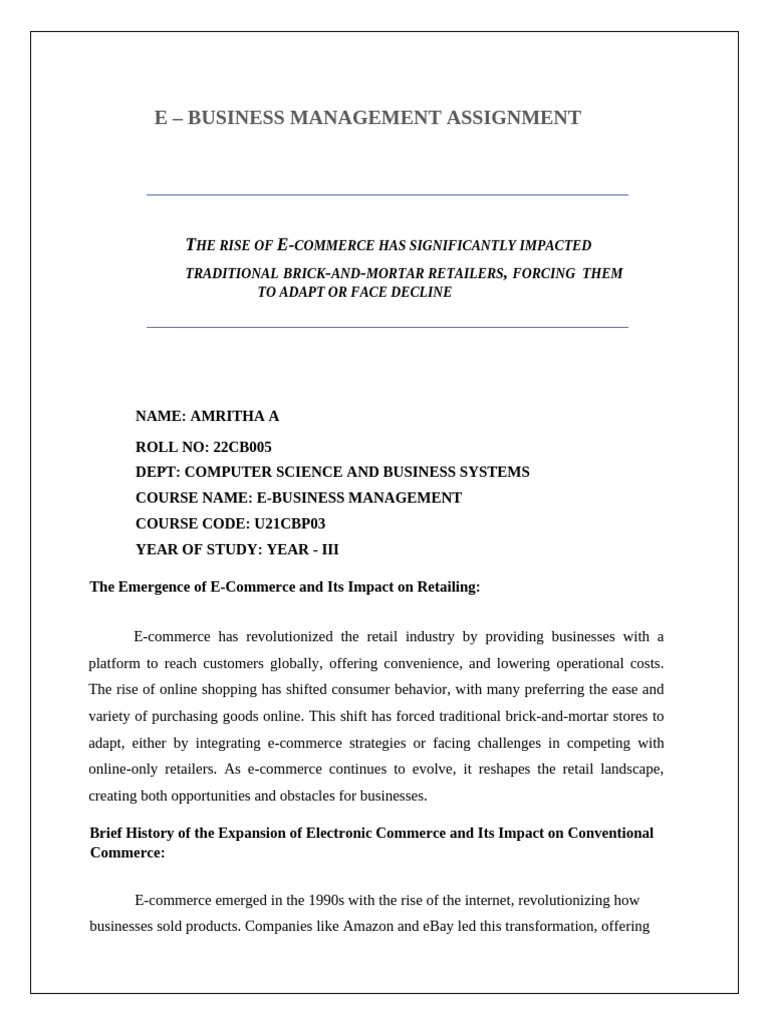 E-Commerce's Impact on Retail Adaptation | PDF | E Commerce | Retail