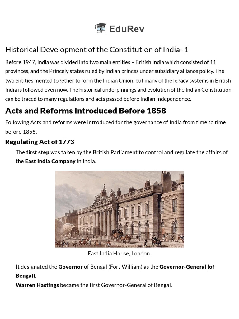 1.Historical Development of the Constitution of India | PDF | British