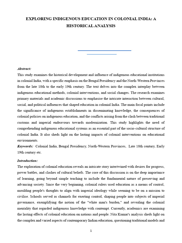 Indigenous Education in Colonial India | PDF | Colonialism | British Raj