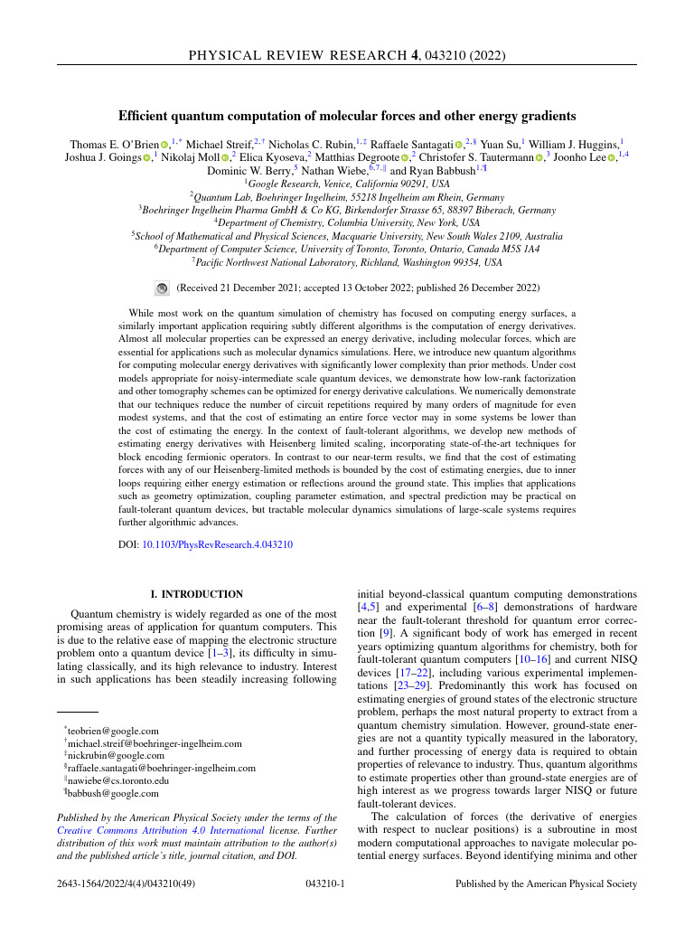 Quantum Algorithms for Molecular Forces | PDF | Molecular Orbital ...