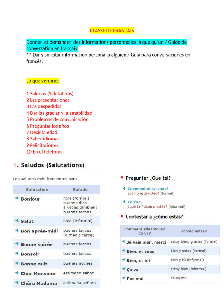 Donner Et Demander Des Informations Personnelles À Quelquun | PDF ...