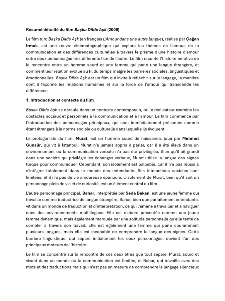 Amour et communication dans Başka Dilde Aşk | PDF | la communication ...