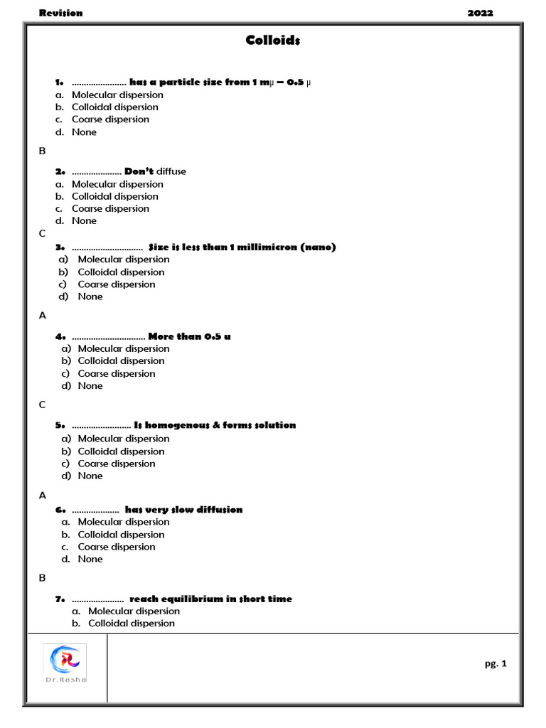 Colloidal Dispersion Fundamentals | PDF | Colloid | Hemodialysis