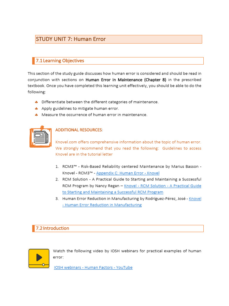 MEN3701 - Human Factors and Reliability | PDF | Reliability Engineering ...
