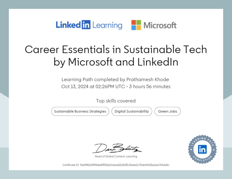Khode Certificate Career Essentials in Sustainable Tech | PDF