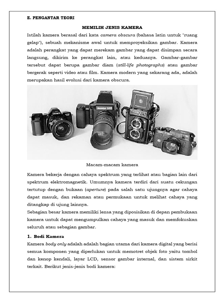 Memilih Jenis Kamera + Asessmen | PDF