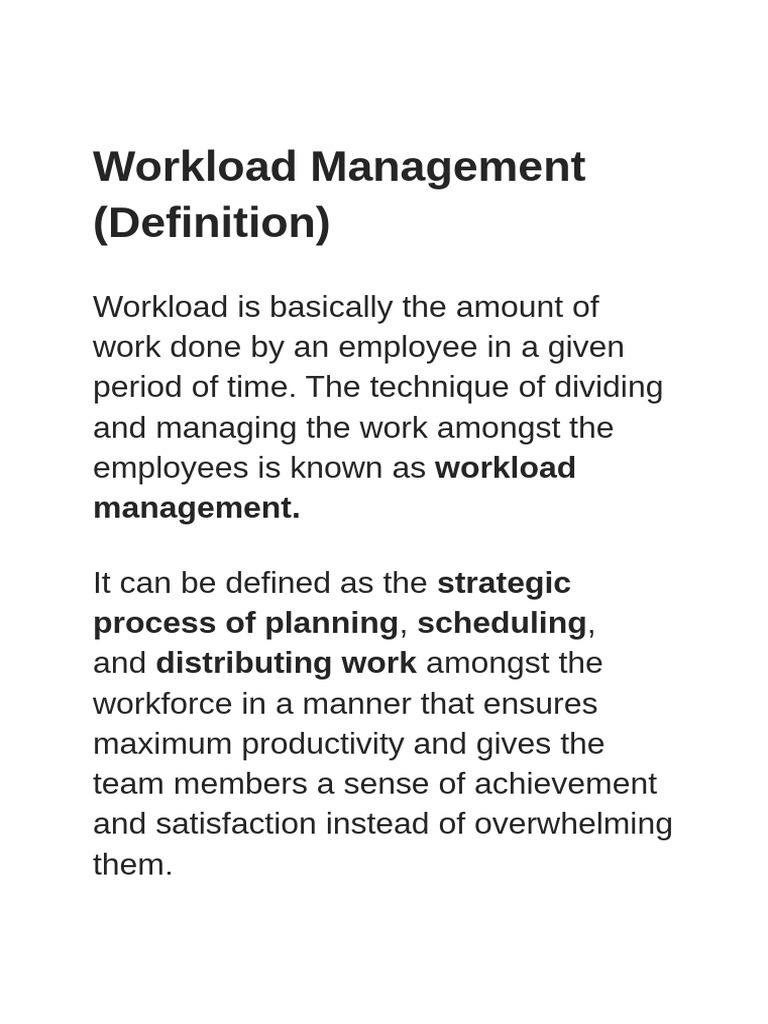 Effective Workload Management Strategies | PDF | Workload | Goal