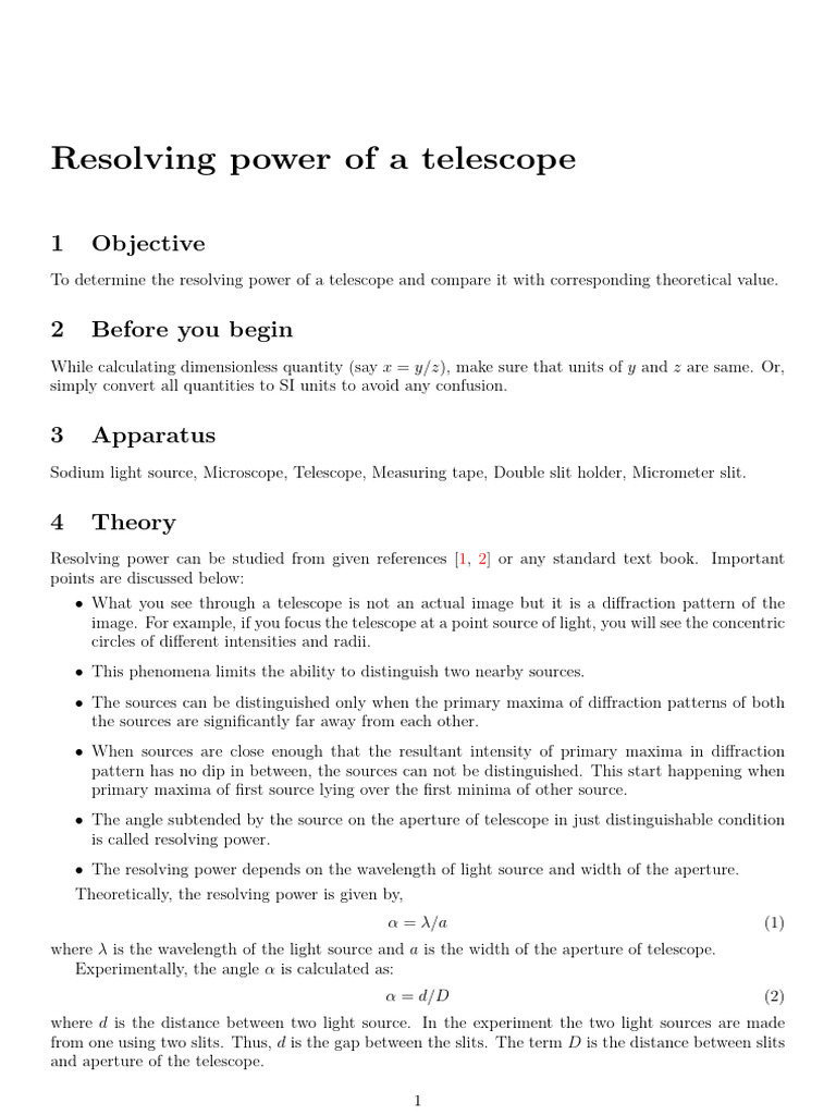 Resolving Power | PDF | Angular Resolution | Diffraction