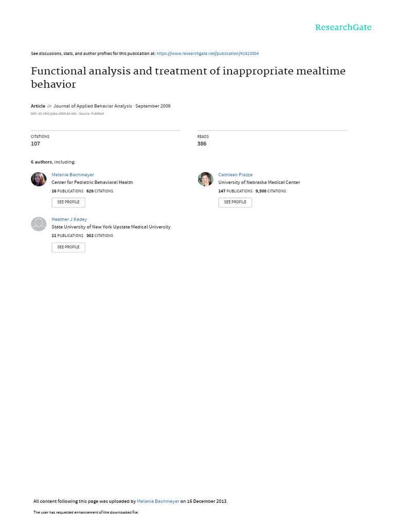 Functional Analysis and Treatment of Inappropriate | PDF ...
