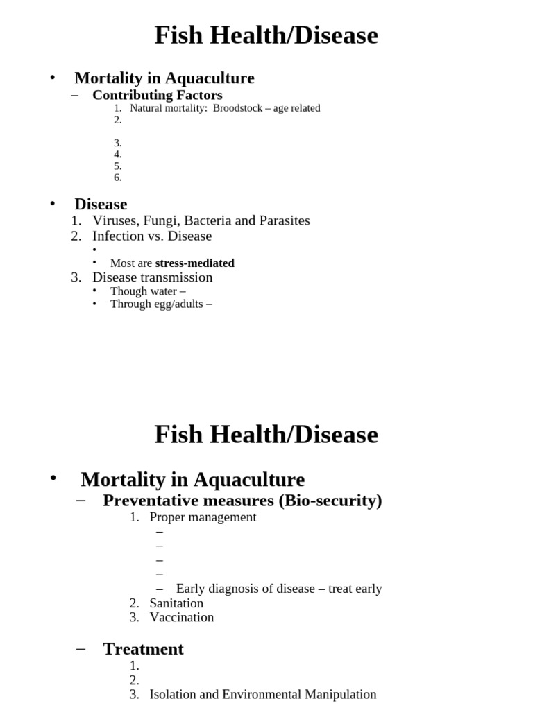 Aquaculture Fish Health & Disease Management | PDF | Infection ...