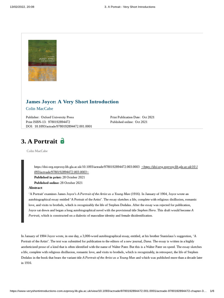 A Portrait - Very Short Introductions | PDF | James Joyce | A Portrait ...