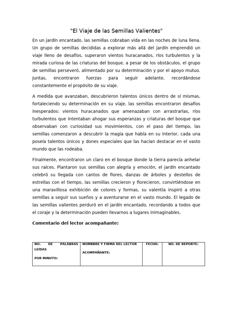 El Viaje de las Semillas Valientes | PDF