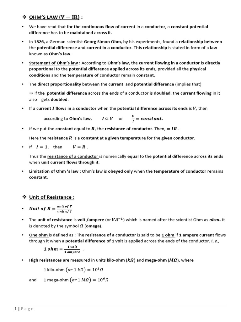02 Current Electricity | PDF | Electrical Resistance And Conductance ...