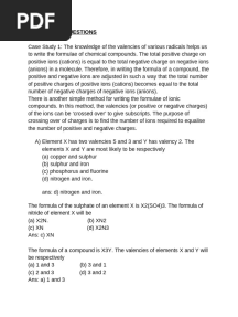 Case Study Questions - Atoms and Molecules