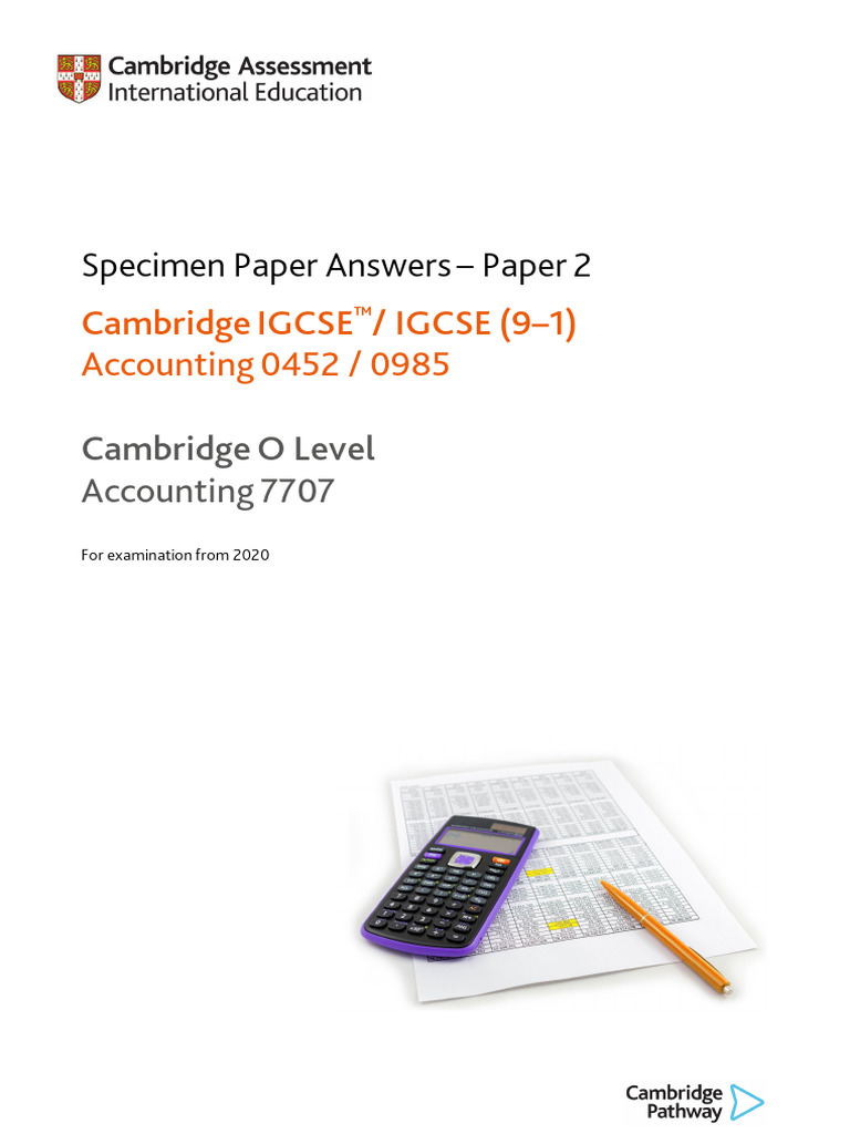 7707 Specimen Paper Answers Paper 2 (For Examination From 2020) | PDF ...