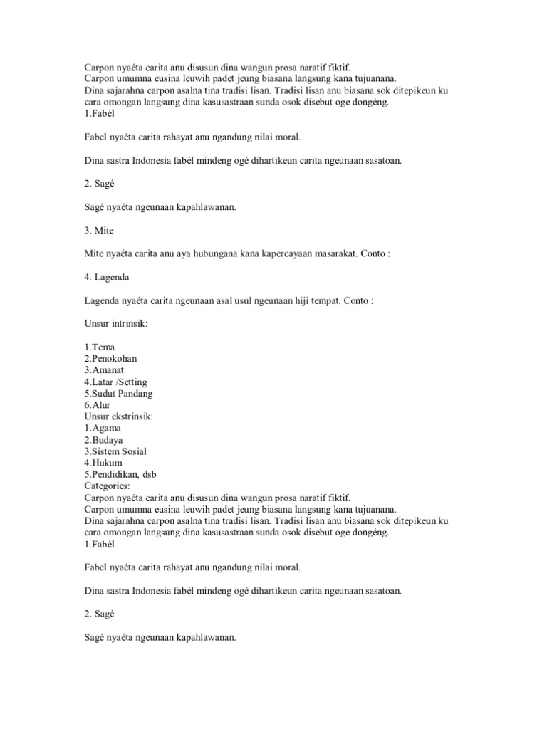 Unsurunsur Intrinsik Dina Carpon Kumpulan Tugas Seekolah