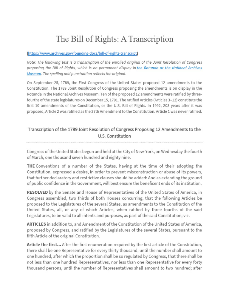The U.S. Bill of Rights | PDF | United States Bill Of Rights | Jury Trial