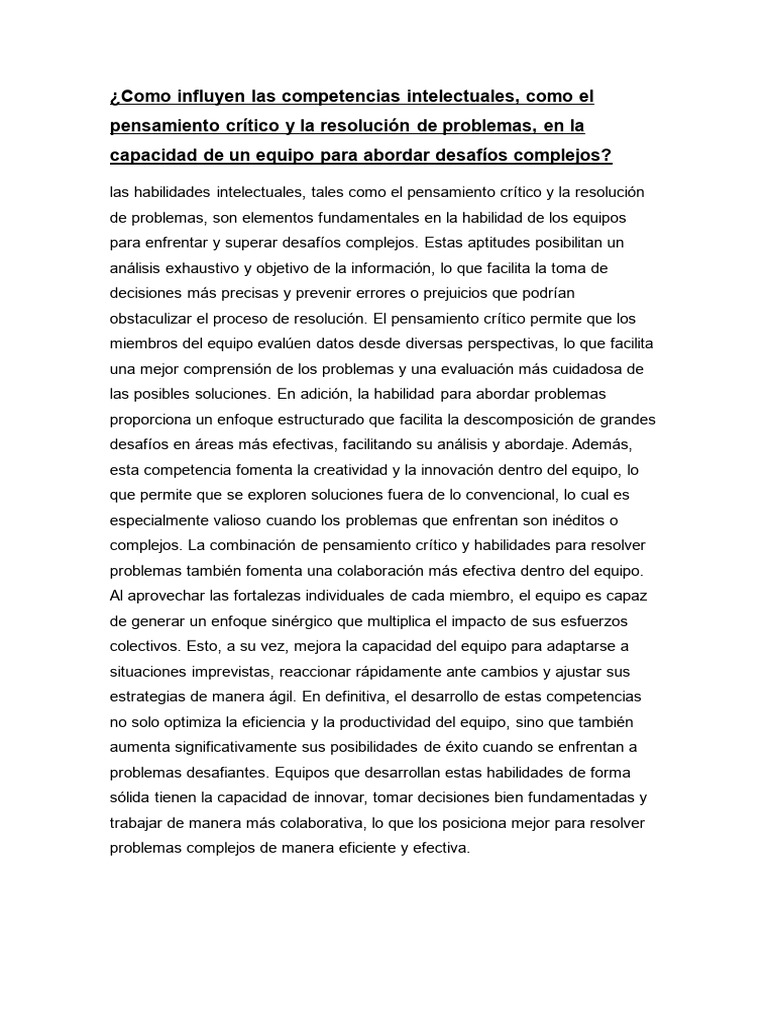 Como Influyen Las Competencias Intelectuales | PDF