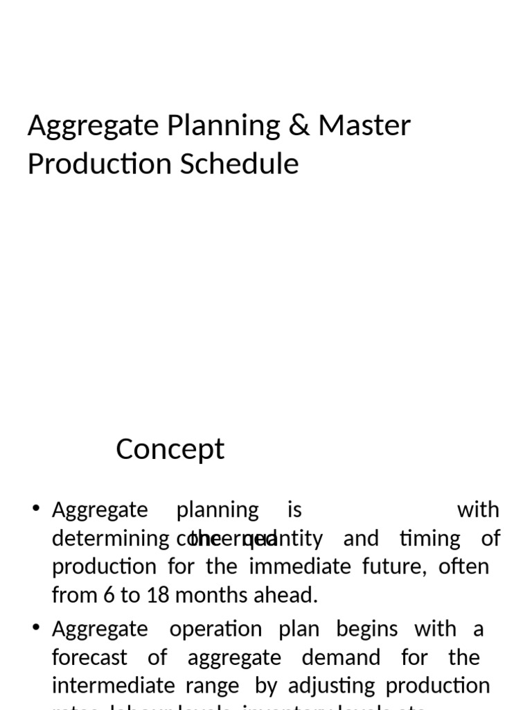 Aggregate Planning & Master Scheduling Insights | PDF | Scheduling ...