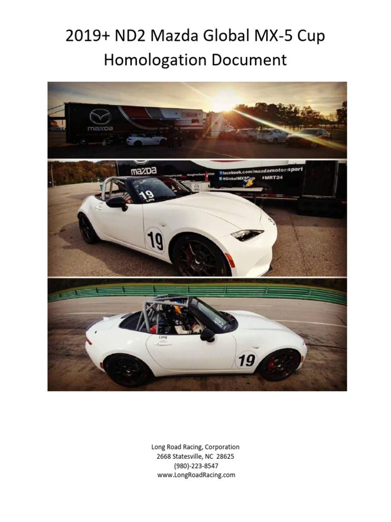 ND2 Mazda MX-5 Cup Homologation Guide | PDF | Car | Land Vehicles