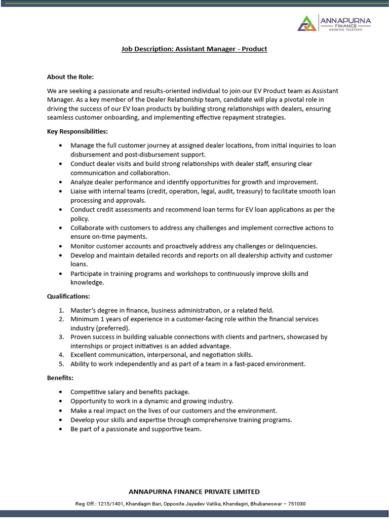Assistant Manager JD | PDF | Economies | Business