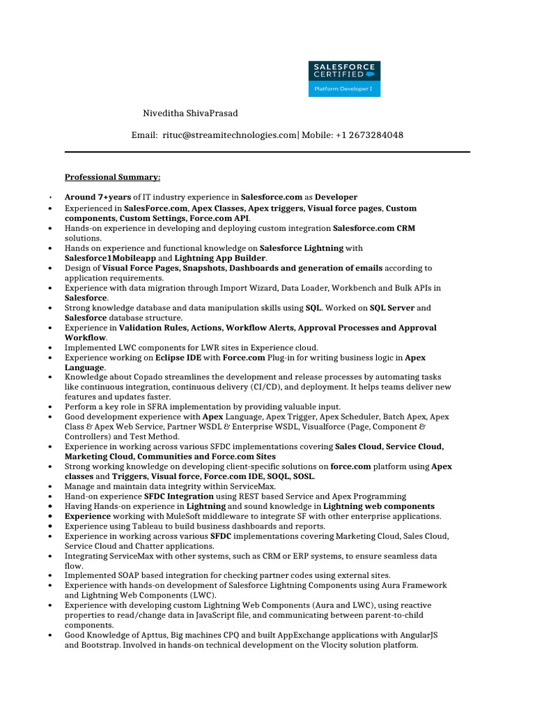 Salesforce Developer with 7+ Years Experience | PDF | Cloud Computing ...