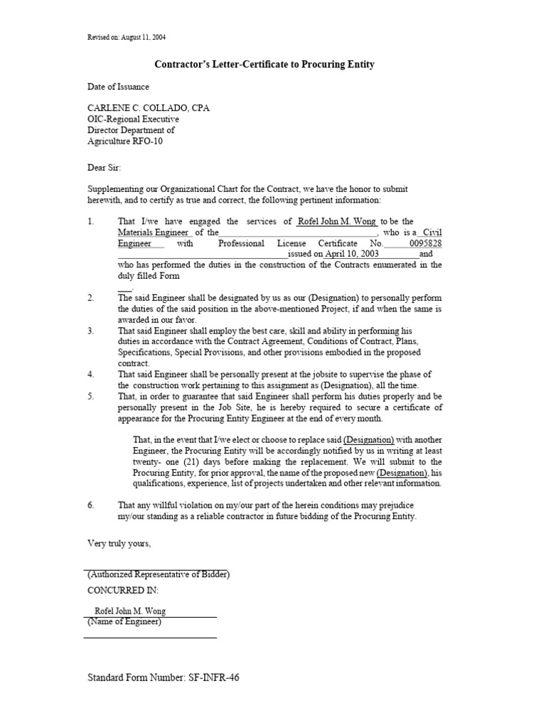 Contractors Letter | PDF | Business | Justice