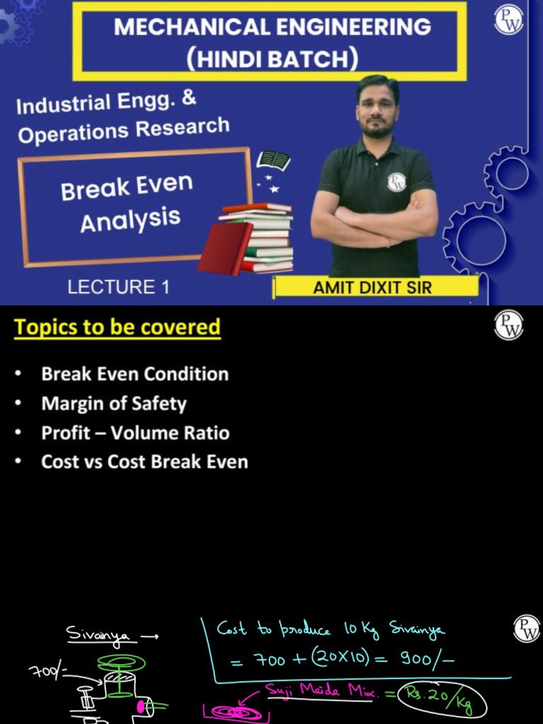 Break Even Analysis 01 - Class Notes | PDF