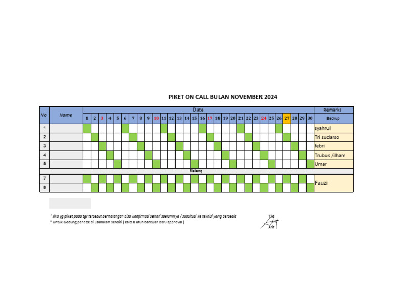 Schedule On Call November 2024 | PDF