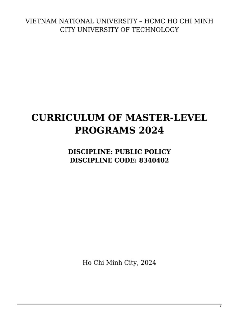 Master’s Curriculum in Public Policy 2024 | PDF | Policy Analysis ...