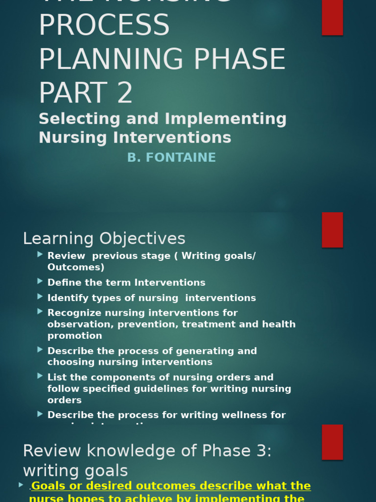 Nursing Interventions Guide | PDF | Goal | Nursing