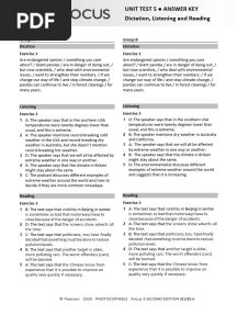 Focus3 2E Unit Test Dictation Listening Reading Unit5 Group