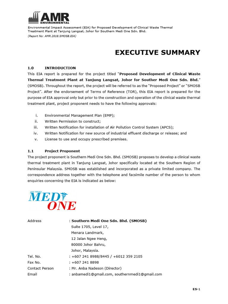 EIA for Clinical Waste Treatment Plant | PDF | Waste | Environmental ...
