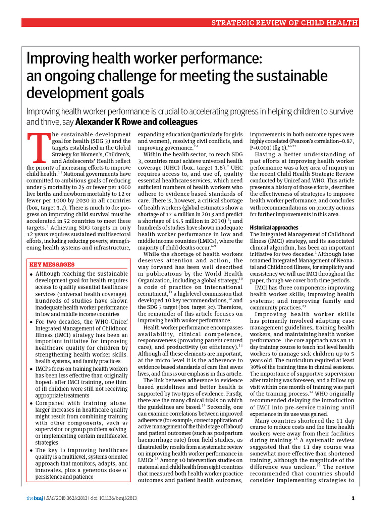 Improving Health Worker Performance - An Ongoing Challenge For Meeting ...
