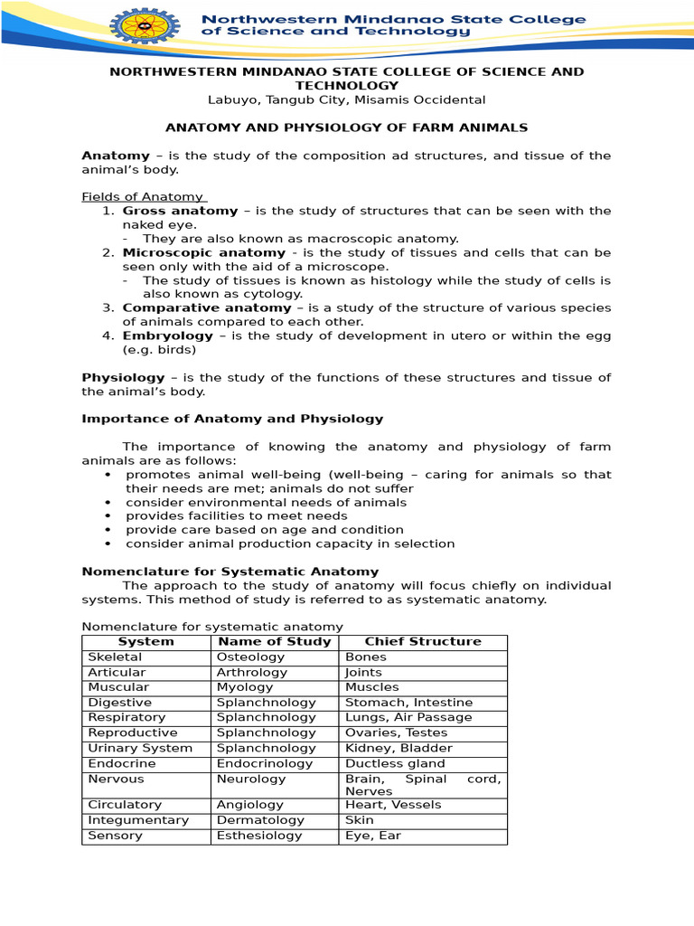 ANATOMY AND PHYSIOLOGY OF FARM ANIMALS LECTURE NOTES PDF 2021 visual data 4