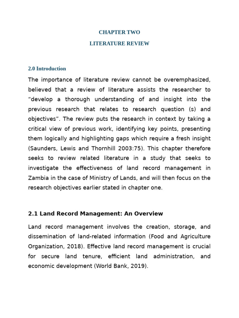 Literature Review on Land Record Management | PDF | Employment ...
