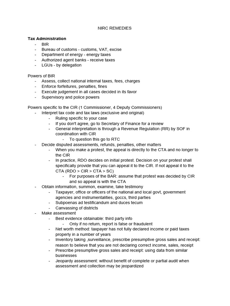 Nirc Remedies | PDF | Taxes | Government Finances
