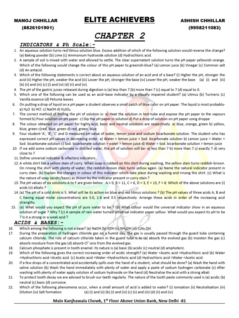 Chapter 2 Assignment | PDF | Acid | Ph