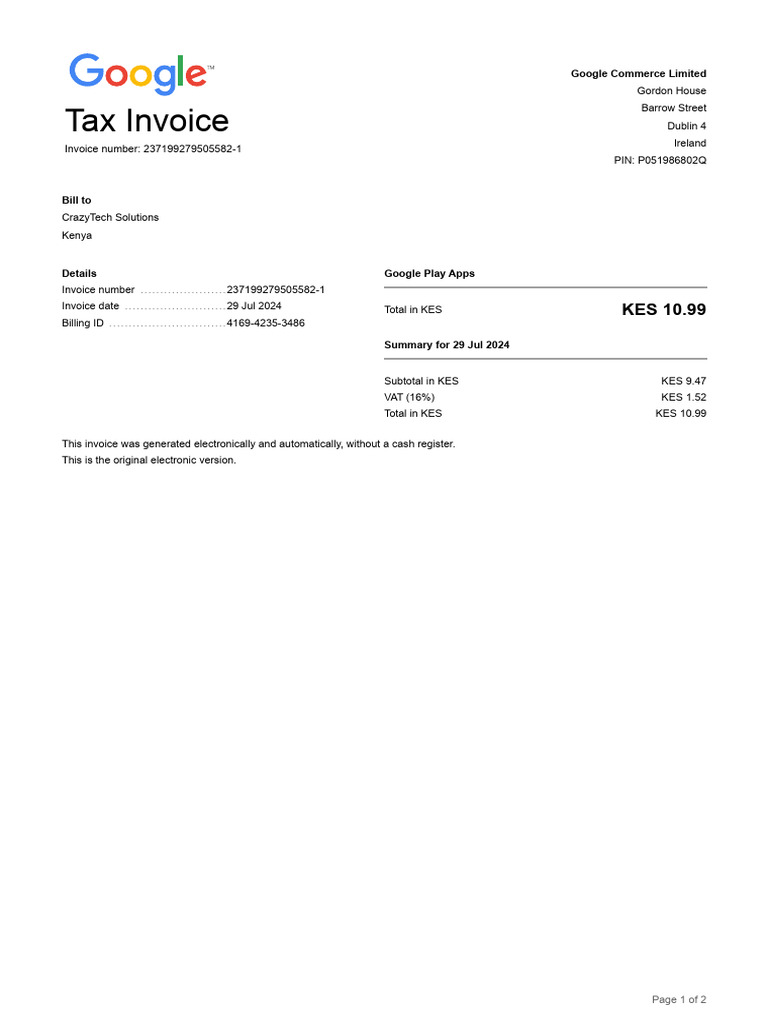 Google Commerce Limited Tax Invoice | PDF | Invoice | Trade