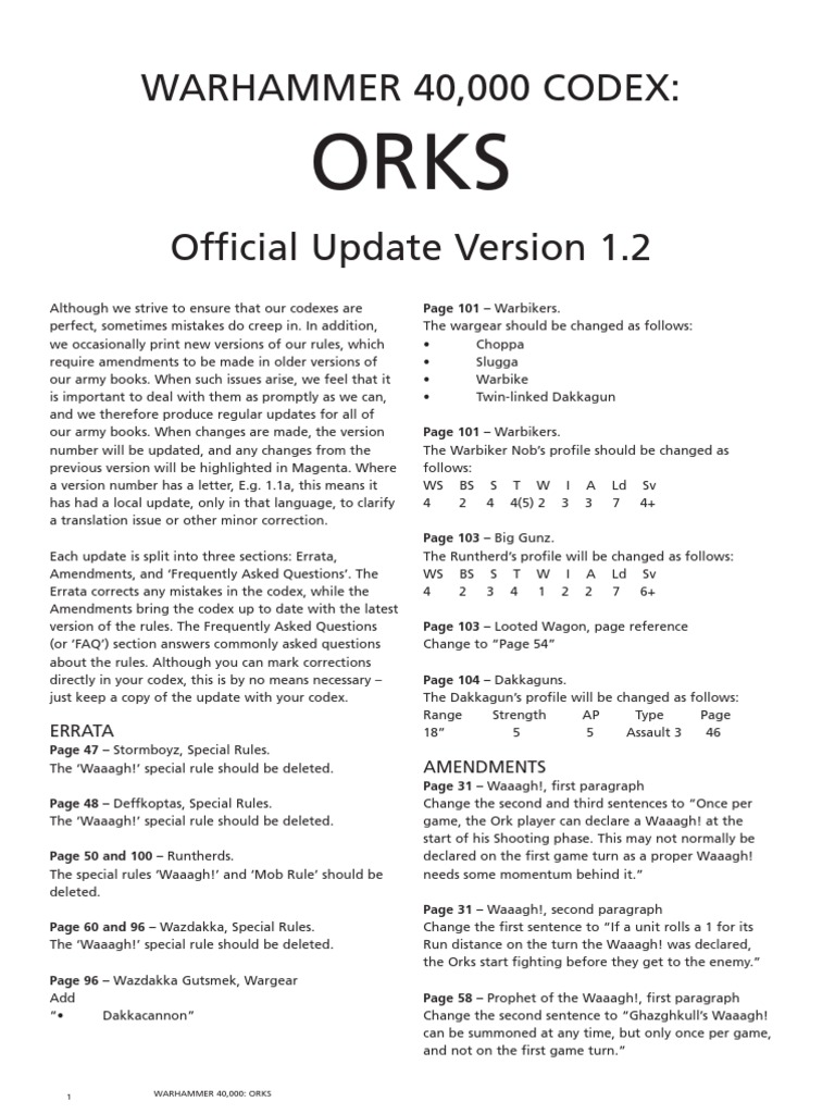 M2170013a Ork FAQ Version 1 2 January 2012 | PDF | Military Science ...