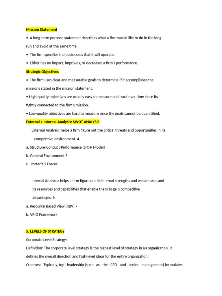 Mission Statement Pdf Strategic Management Leadership